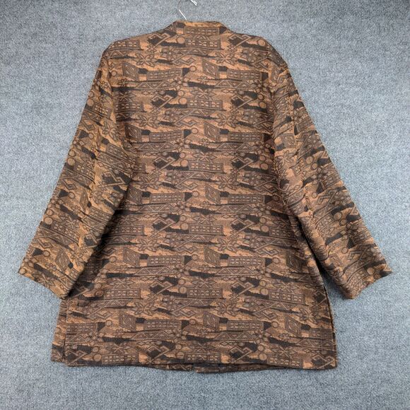 Chico's Design Womens Top Button Up Shirt Actual 24W 32L Embroidered Brown Black - Picture 3 of 12